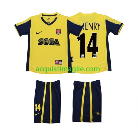 Divisa di Calcio Arsenal Thierry Henry 14 2000 2001 Retro Bambino Trasferta